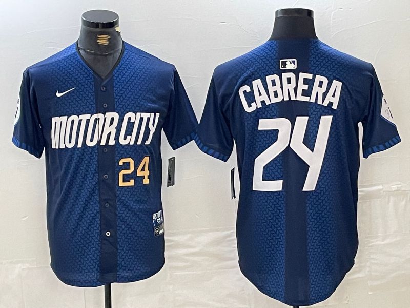 Men Detroit Tigers #24 Cabrera Blue City Edition Nike 2024 MLB Jersey style 4